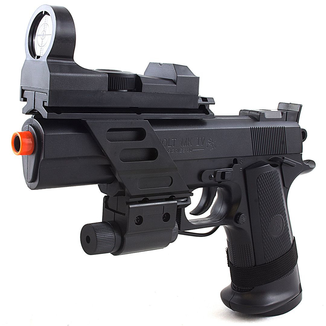 Colt MKIV Licensed Spring Airsoft Pistol Gun and Target