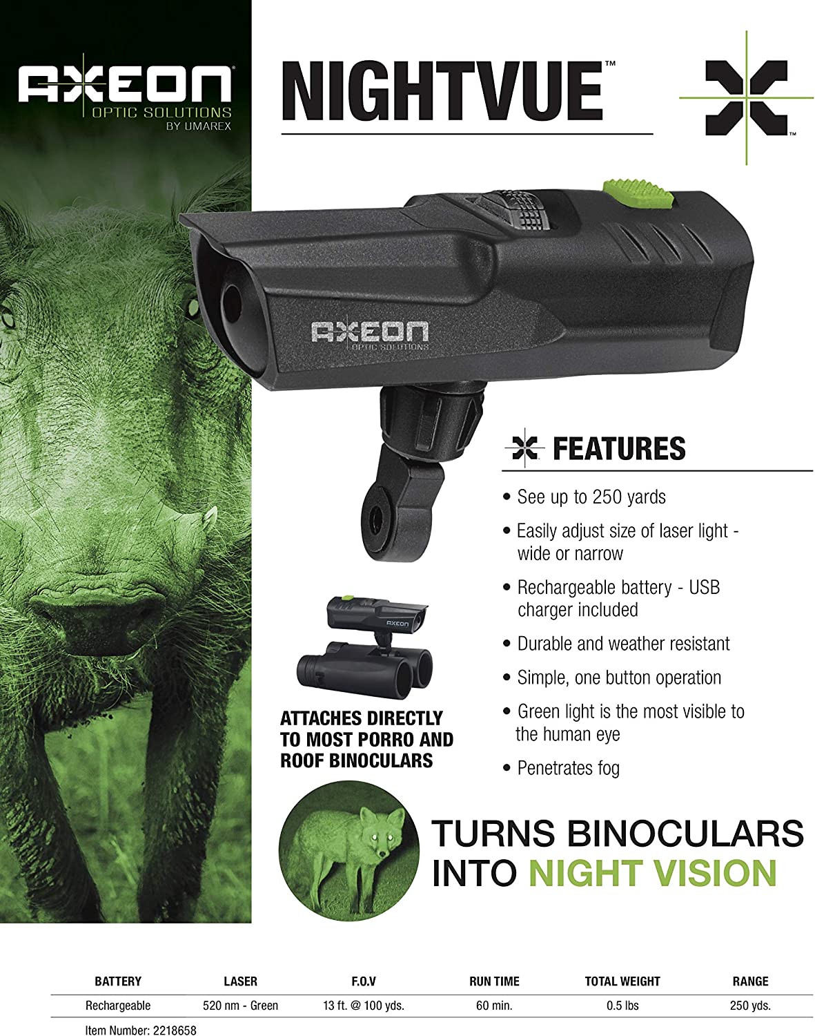 AXEON Optics Nightvue Night Vision for Binoculars 